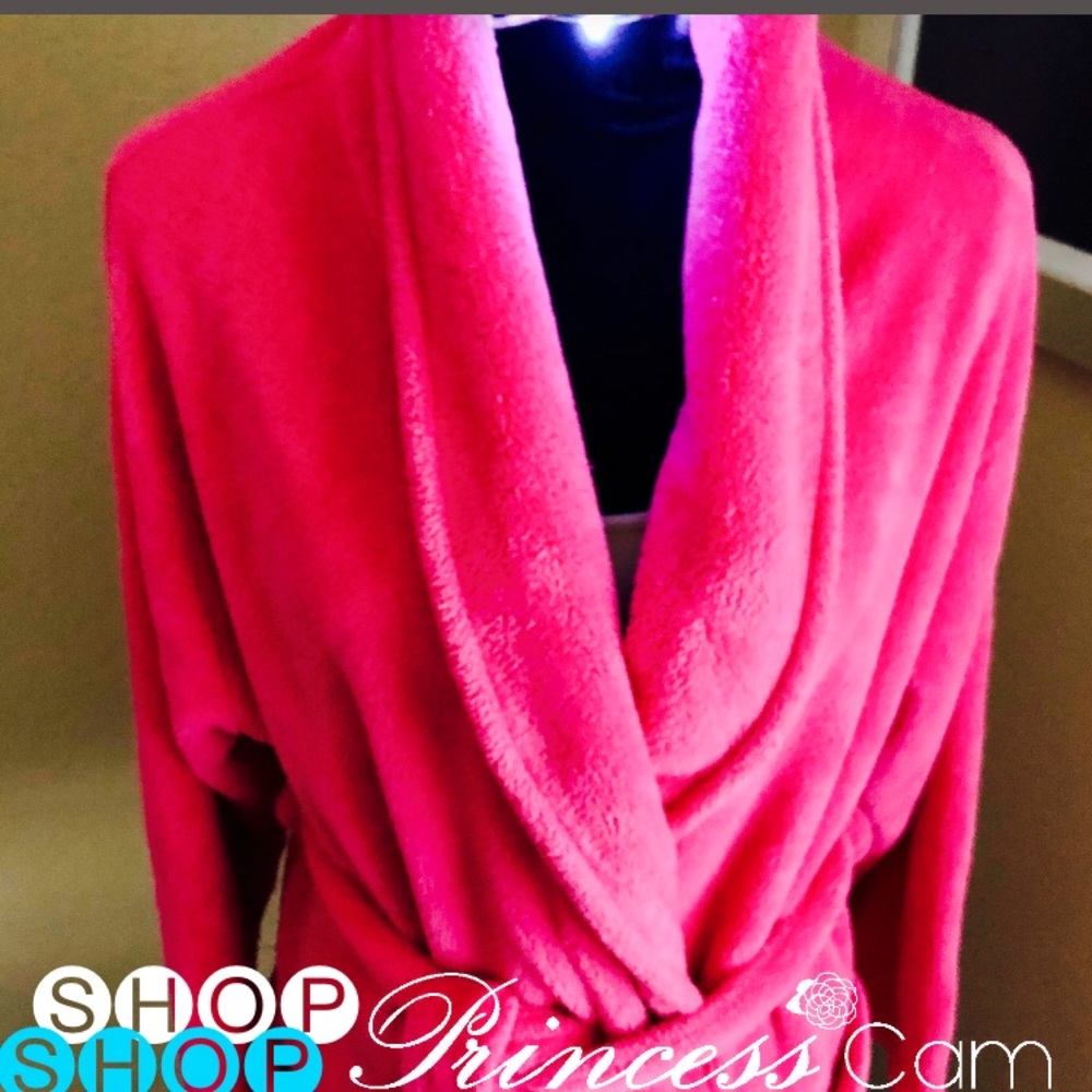 💖CYPRESS Women Cozy Fleece Wrap Hot Pink Robe SzM - Picture 4 of 8
